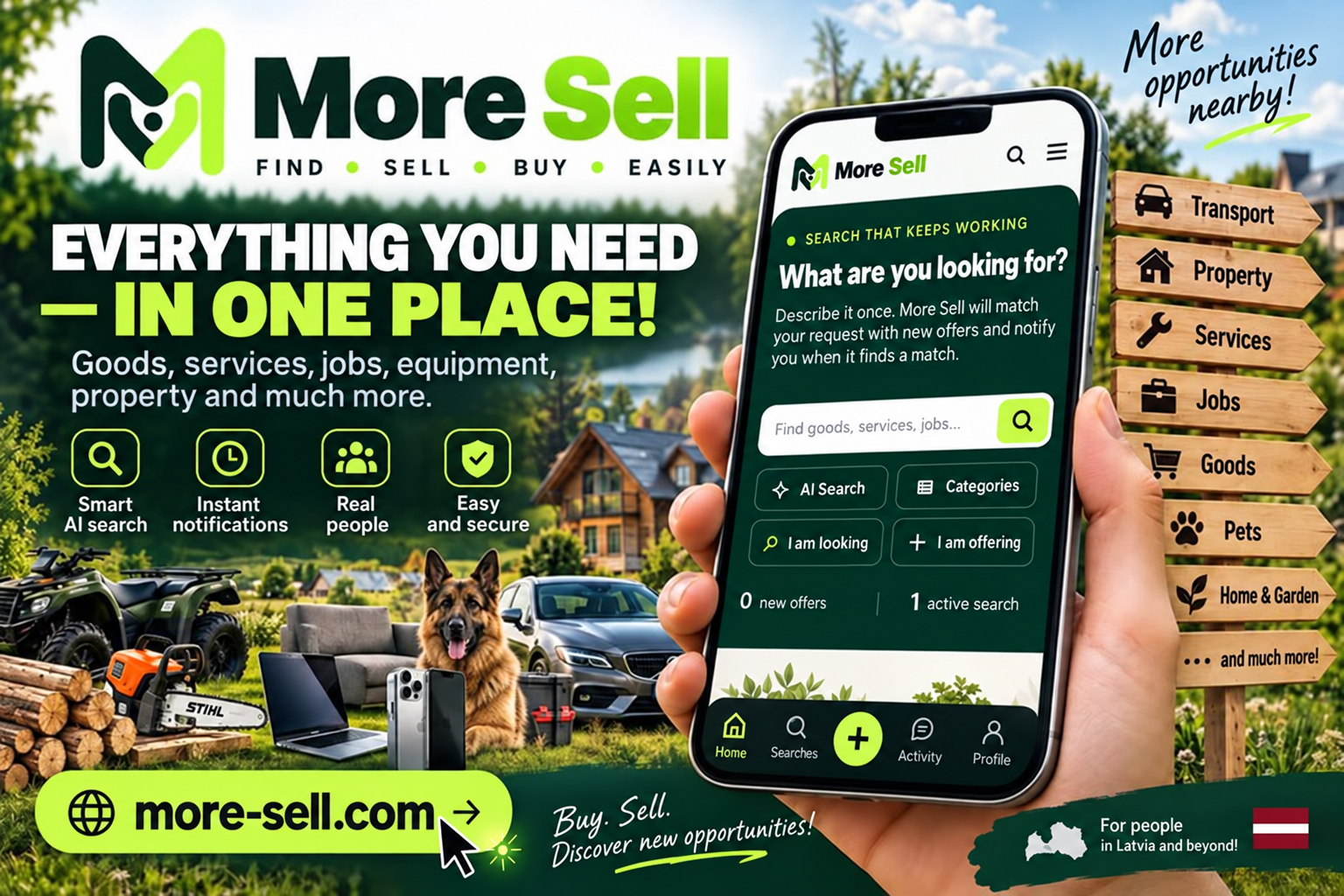 More Sell — everything you are looking for in one place. Goods, services, jobs, equipment and property. more-sell.com